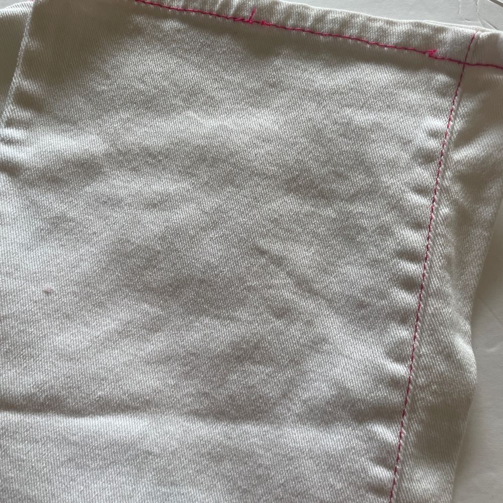 Fubu White Jeans w/ Pink Stitching Size W13/14 - Picture 4 of 4